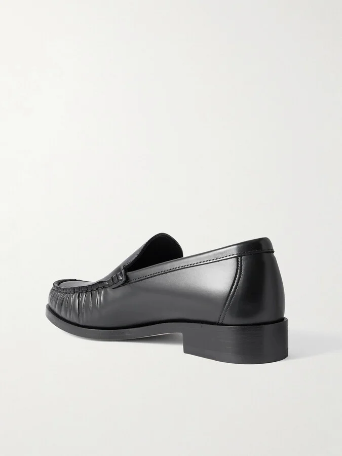 LEGRES - 67 Ruched Leather Loafers - Black - Image 3