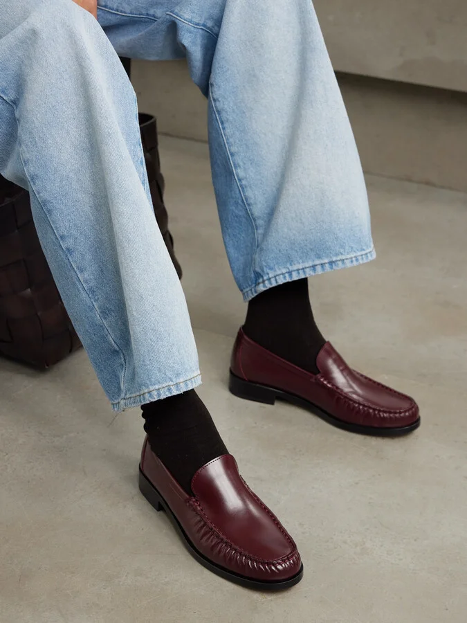 LEGRES - 67 Ruched Leather Loafers - Burgundy - Image 2