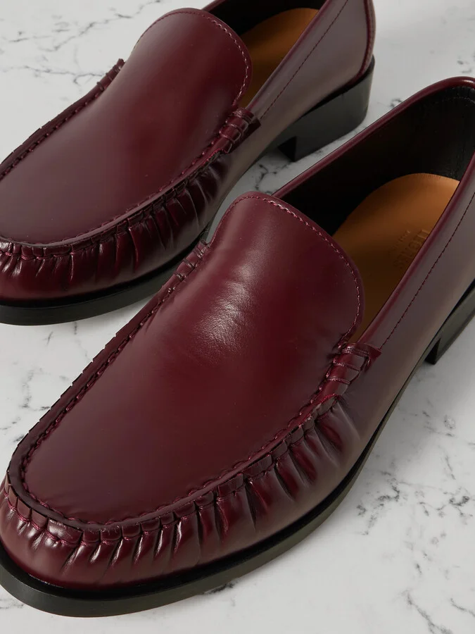 LEGRES - 67 Ruched Leather Loafers - Burgundy - Image 4