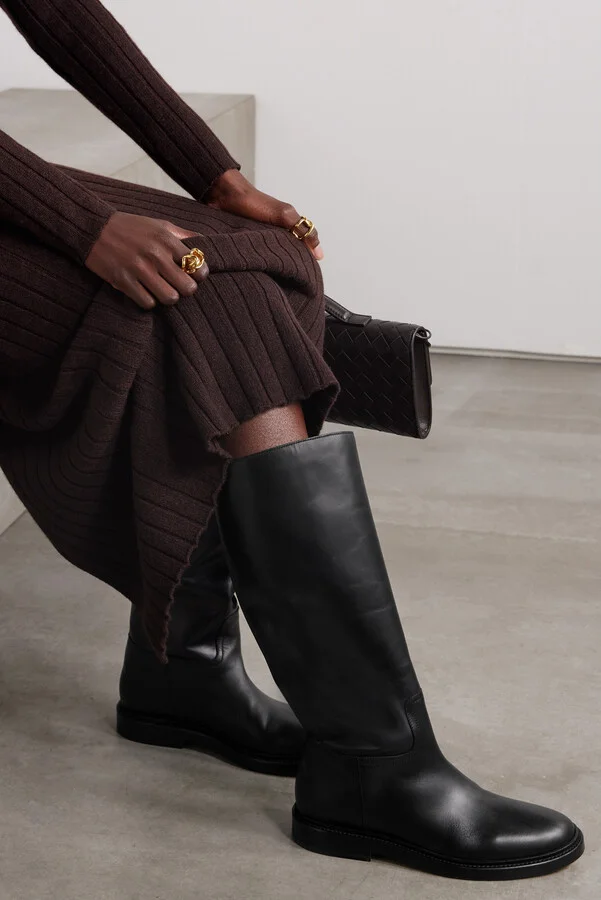 LEGRES - 80 Leather Knee Boots - Black - Image 2