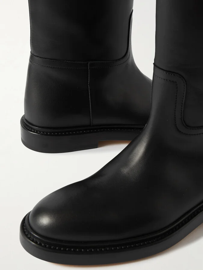 LEGRES - 80 Leather Knee Boots - Black - Image 4