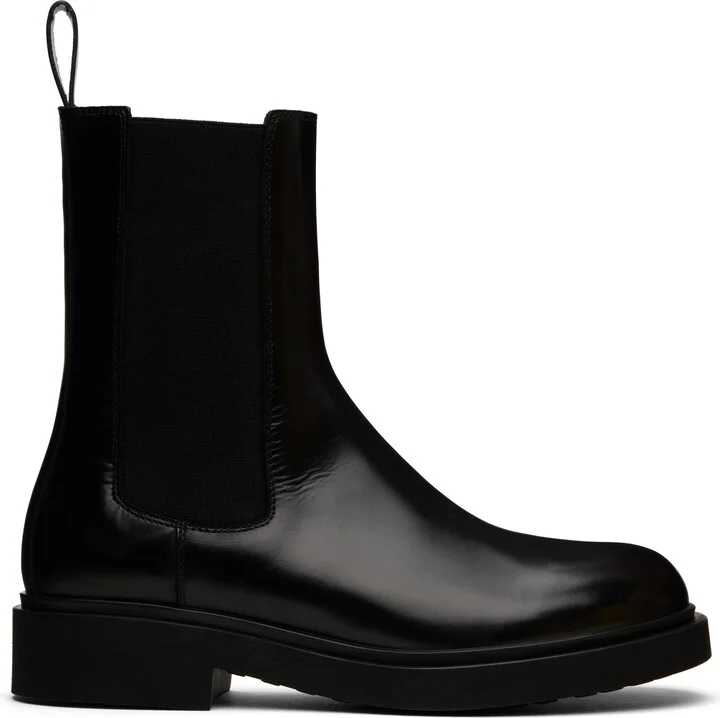Legres Black Boxed Leather Chelsea Boots