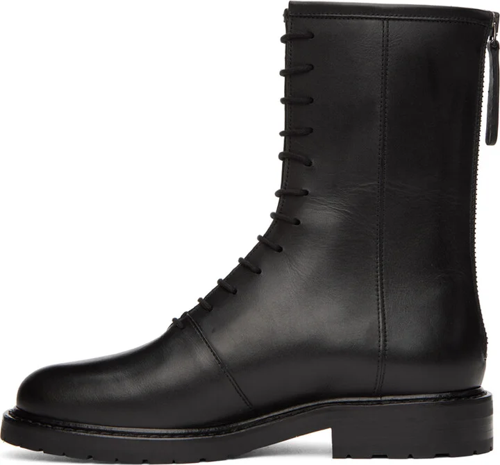 Legres Black Leather Combat Boots - Image 3