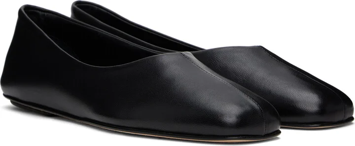 Legres Black Nappa Leather Ballerina Flats - Image 4