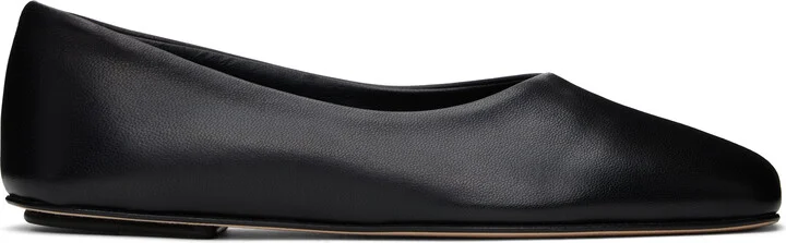 Legres Black Nappa Leather Ballerina Flats