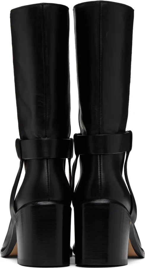 Legres Black Square Toe Biker Boots - Image 2