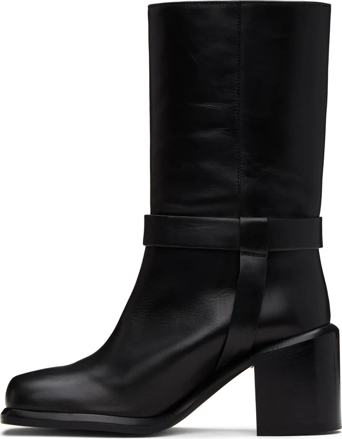 Legres Black Square Toe Biker Boots - Image 3