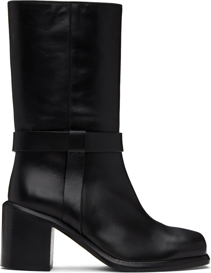 Legres Black Square Toe Biker Boots
