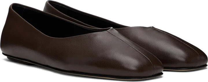 Legres Brown Nappa Leather Ballerina Flats - Image 4