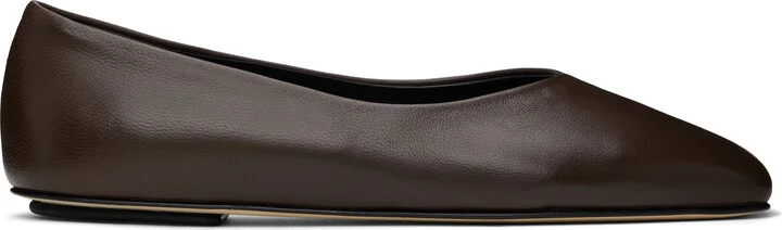 Legres Brown Nappa Leather Ballerina Flats