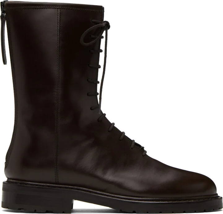 Legres Burgundy Lace-Up Combat Boots