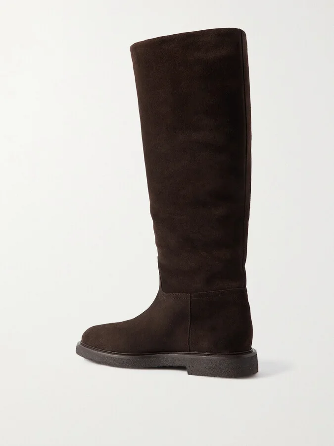 LEGRES - Shearling-lined Suede Knee Boots - Brown - Image 3