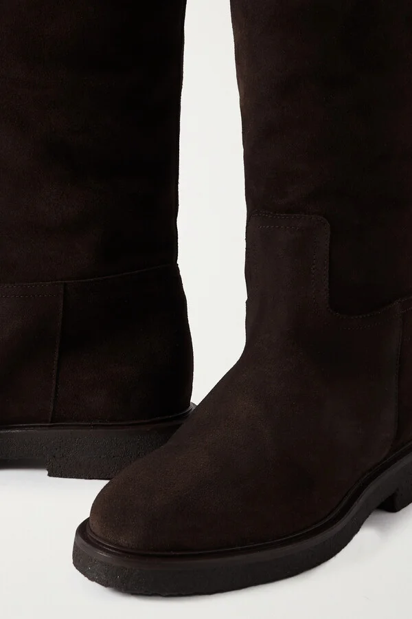 LEGRES - Shearling-lined Suede Knee Boots - Brown - Image 4