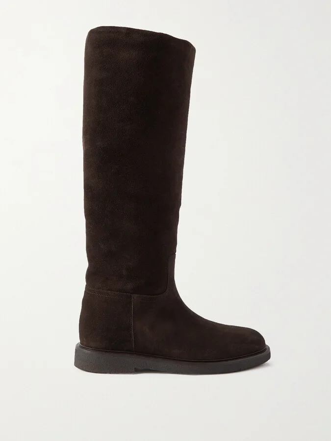 LEGRES - Shearling-lined Suede Knee Boots - Brown