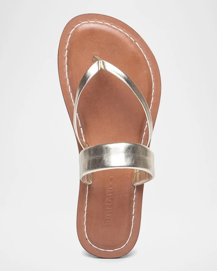 Leia Metallic Flat Thong Sandals - Image 4