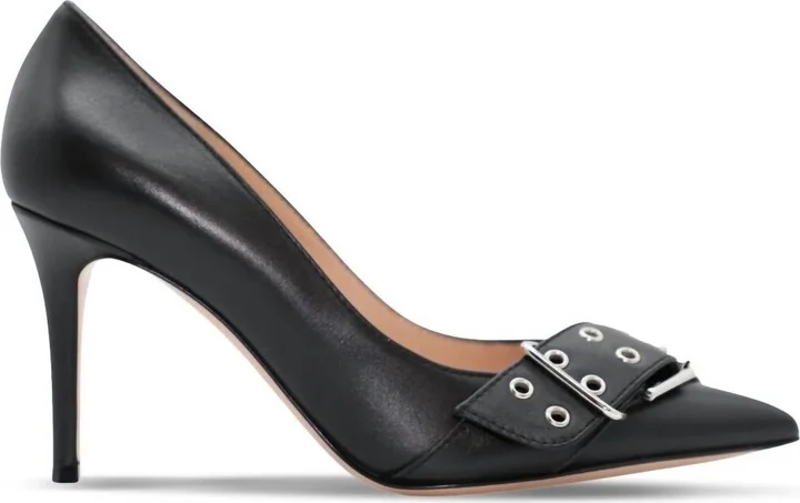 Leigh Leather Buckle Pump In Black