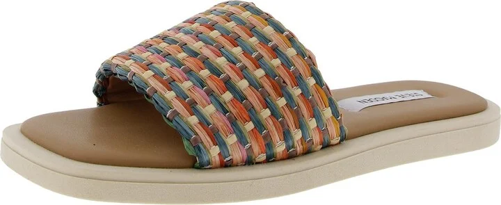 Leigh Womens Woven Straw Slide Sandals