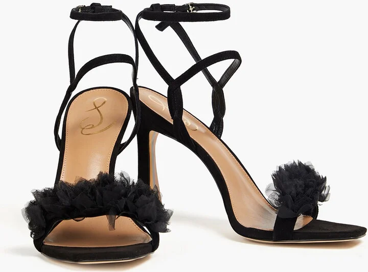 Leilani ruffled tulle and suede sandals - Image 2