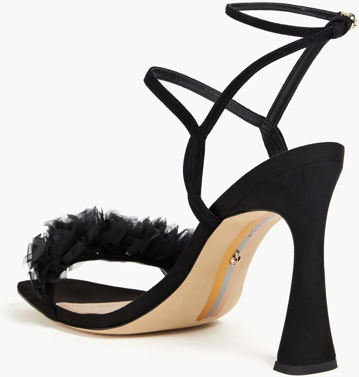 Leilani ruffled tulle and suede sandals - Image 3