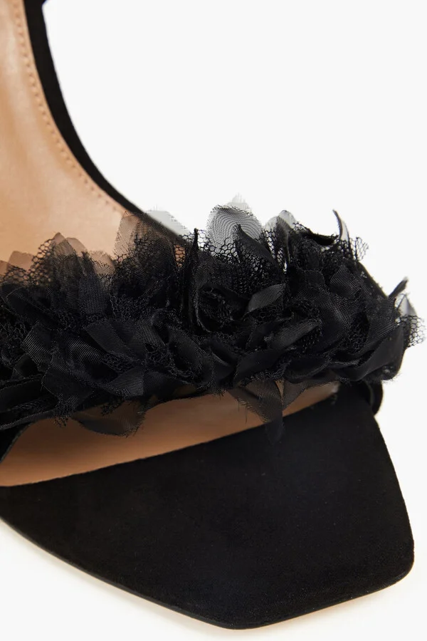 Leilani ruffled tulle and suede sandals - Image 4
