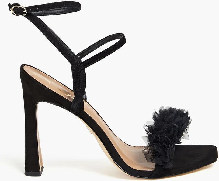 Leilani ruffled tulle and suede sandals