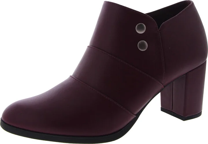 LEILANI Womens Faux Leather Zipper Booties
