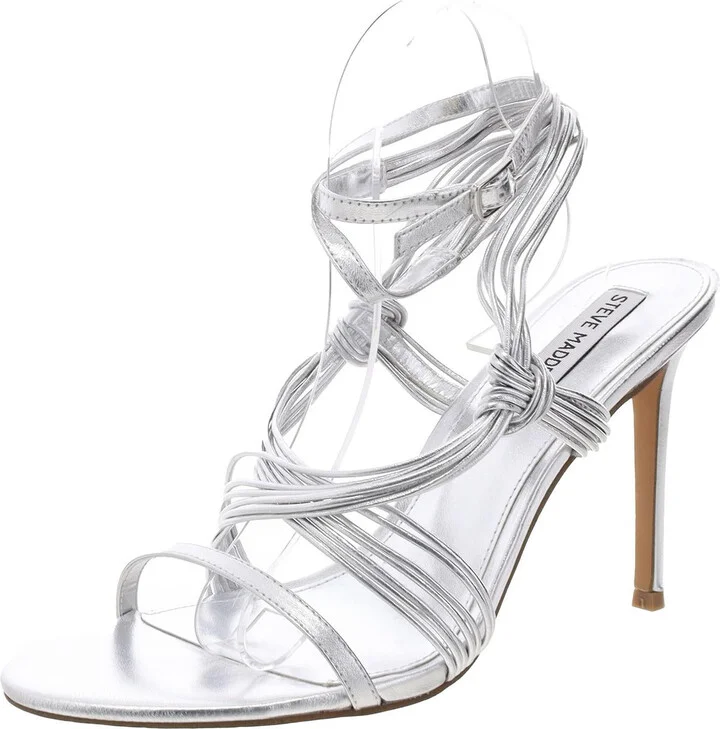 Lele Womens Leather Ankle Wrap Slingback Sandals