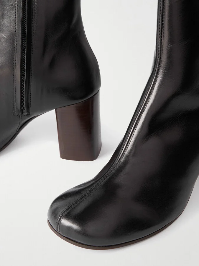 LEMAIRE - Anatomic Leather Ankle Boots - Black - Image 4