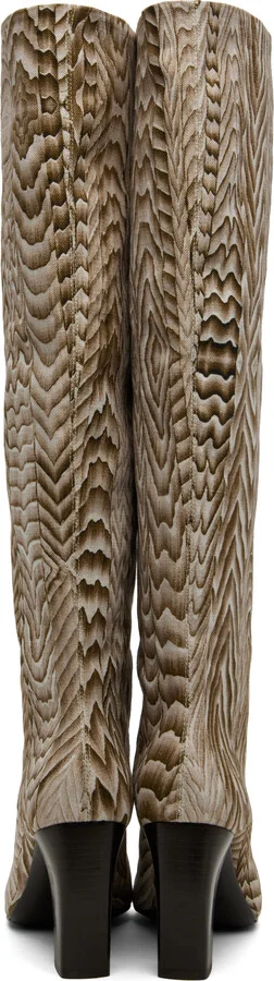 LEMAIRE Beige & Brown FreelingWaters Edition Round Toe High Boots - Image 2