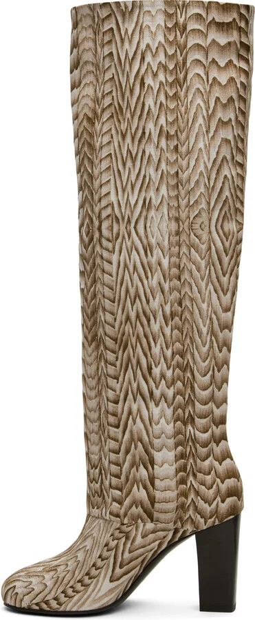 LEMAIRE Beige & Brown FreelingWaters Edition Round Toe High Boots - Image 3