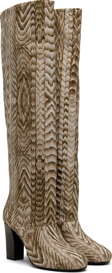 LEMAIRE Beige & Brown FreelingWaters Edition Round Toe High Boots - Image 4
