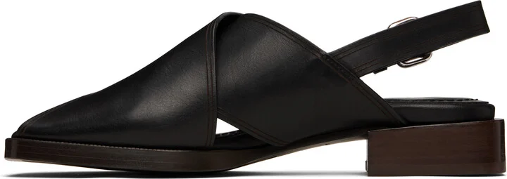 LEMAIRE Black Cross Flat Sandals - Image 3