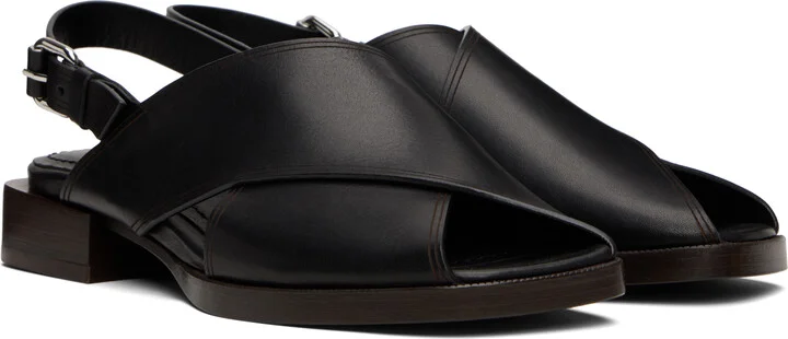 LEMAIRE Black Cross Flat Sandals - Image 4