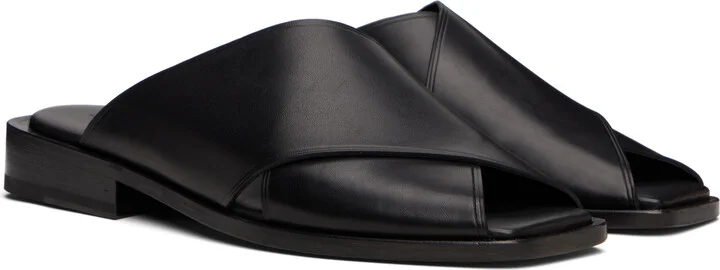 LEMAIRE Black Cross Flat Sandals - Image 4