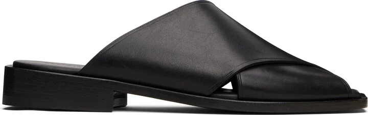 LEMAIRE Black Cross Flat Sandals