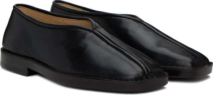 LEMAIRE Black Flat Piped Slippers - Image 4