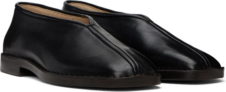 LEMAIRE Black Flat Piped Slippers - Image 4