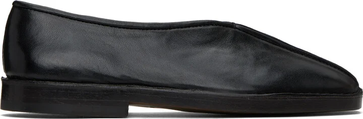 LEMAIRE Black Flat Piped Slippers