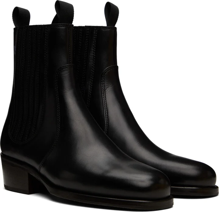LEMAIRE Black Leather Chelsea Boots - Image 4