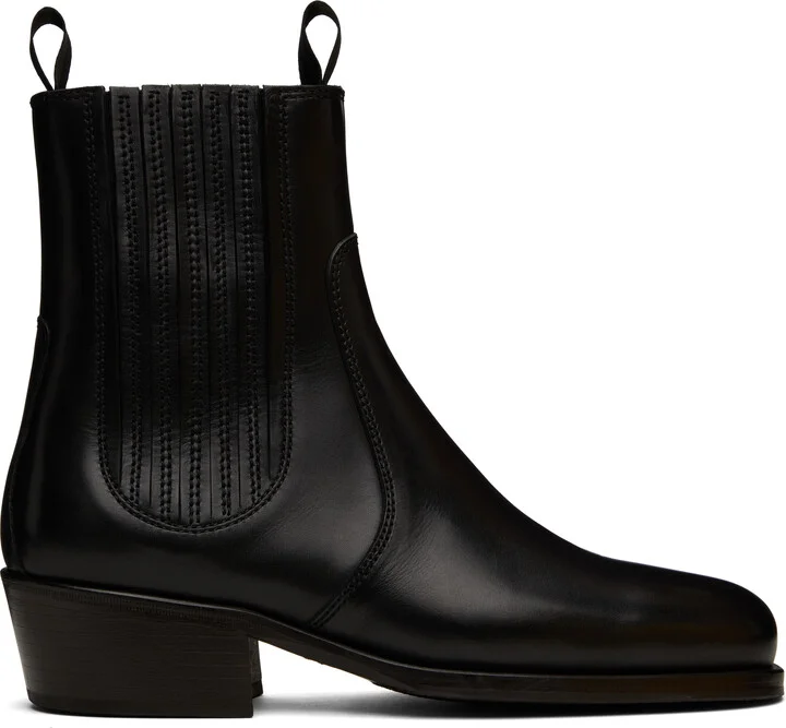 LEMAIRE Black Leather Chelsea Boots