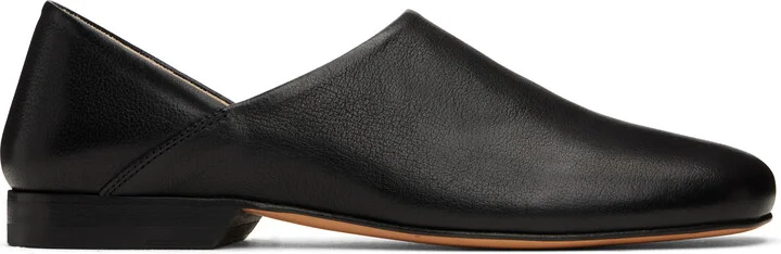 LEMAIRE Black Leather Slippers
