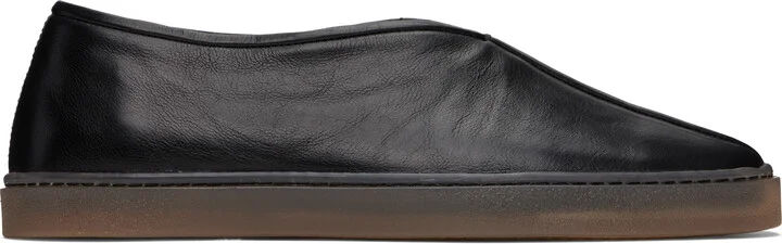 LEMAIRE Black Linoleum Piped Loafers