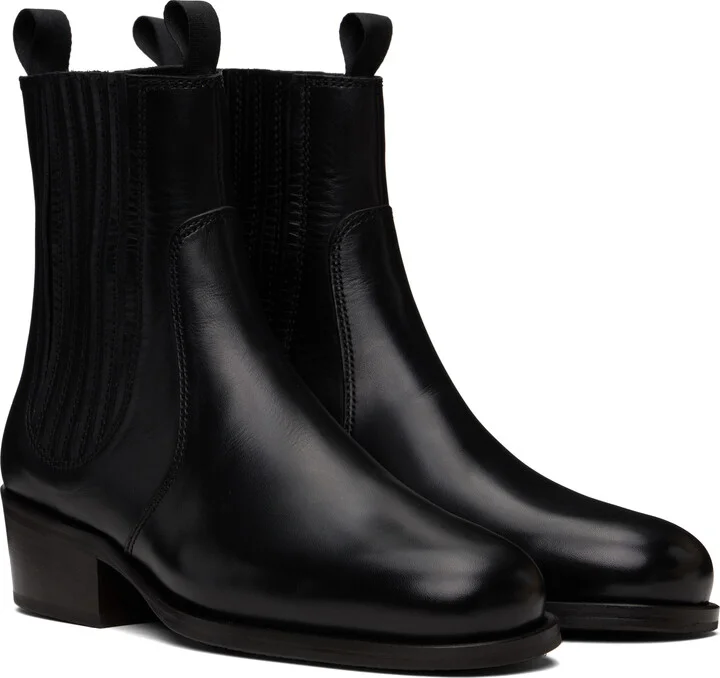 LEMAIRE Black Vegetable-Tanned Chelsea Boots - Image 4