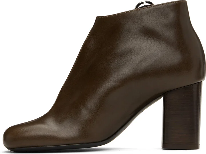 LEMAIRE Brown Cut Out Ankle Boots - Image 3