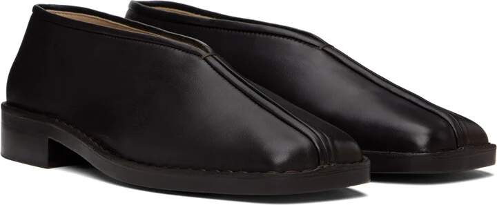 LEMAIRE Brown Flat Piped Loafers - Image 4