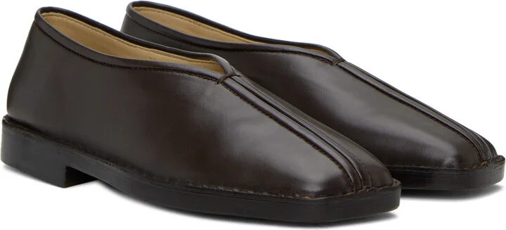 LEMAIRE Brown Flat Piped Slippers - Image 4