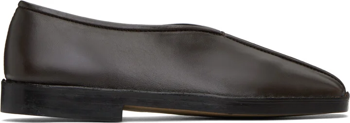LEMAIRE Brown Flat Piped Slippers