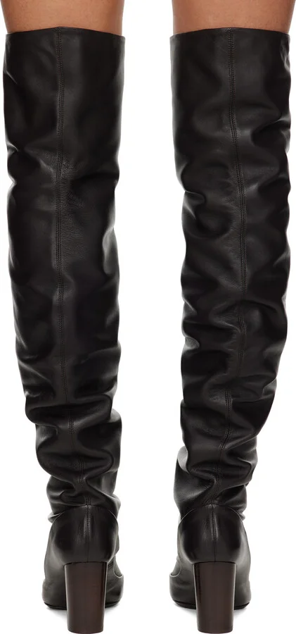 LEMAIRE Brown Glove 80mm Tall Boots - Image 2
