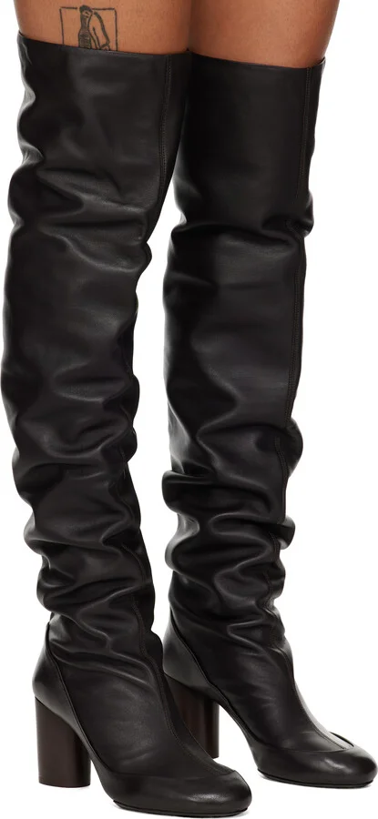 LEMAIRE Brown Glove 80mm Tall Boots - Image 4