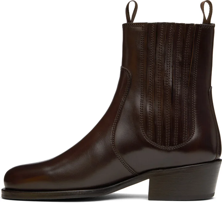 LEMAIRE Brown Leather Chelsea Boots - Image 3